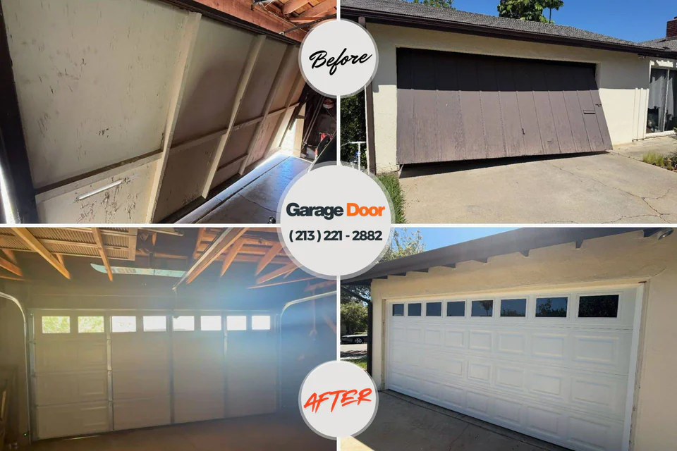 Before and after: garage door repair Durand, MI